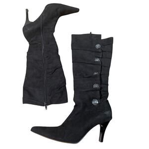 C. banner pointed toe heeled boots size 7